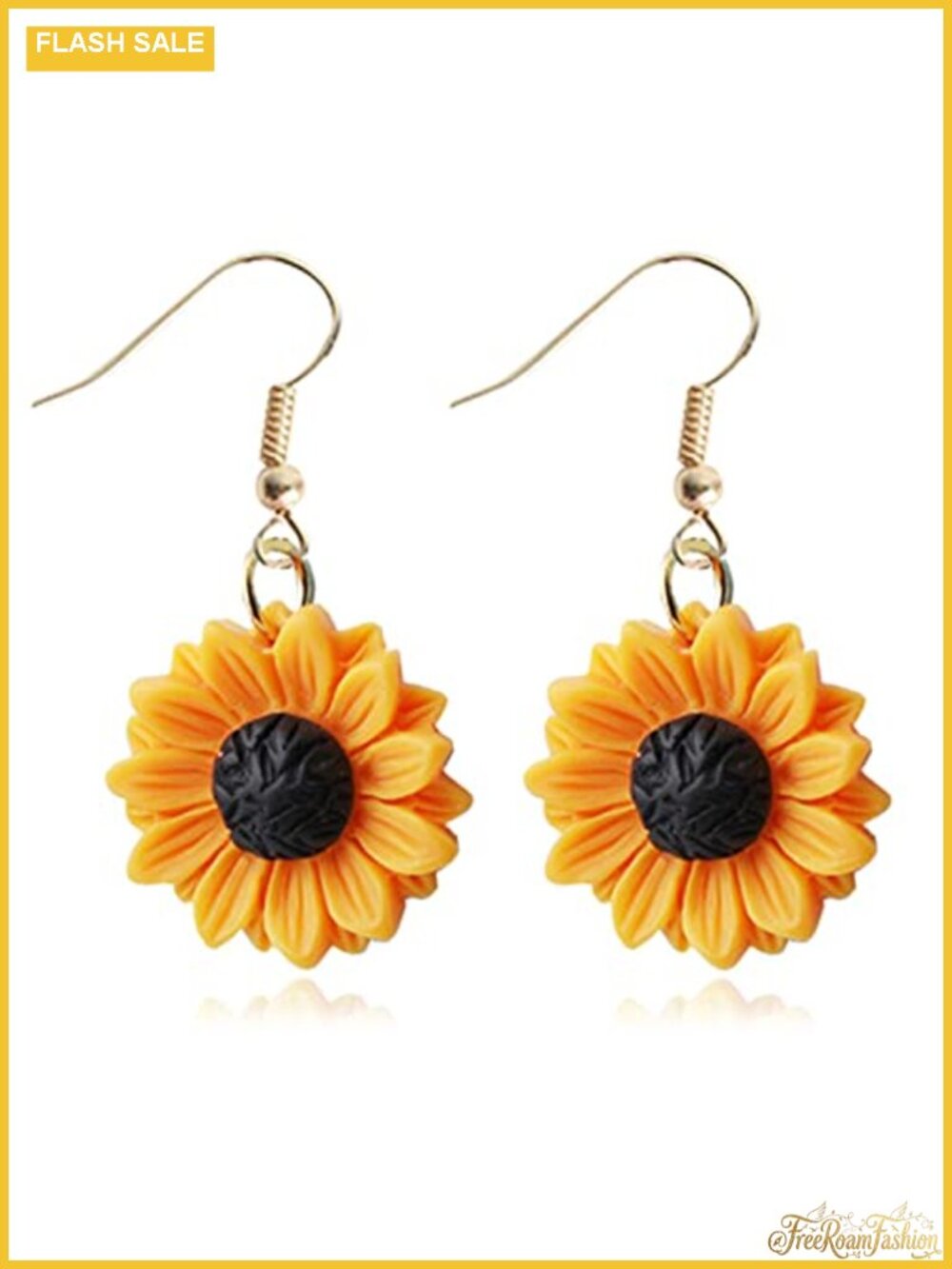 Sunflower Resin Dangle Drop Earrings French Wire Women's Jewelry